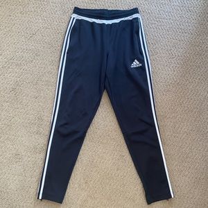 Gray Adidas soccer / track striped climacool pants